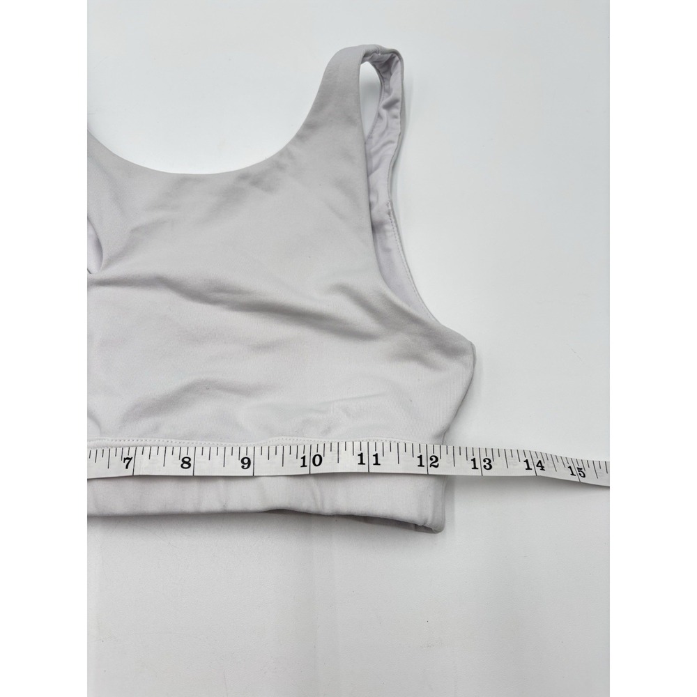ALO Yoga White Scoop Neck Sports Bra Women's Small Logo Band Pilates Workout - Picture 6 of 8